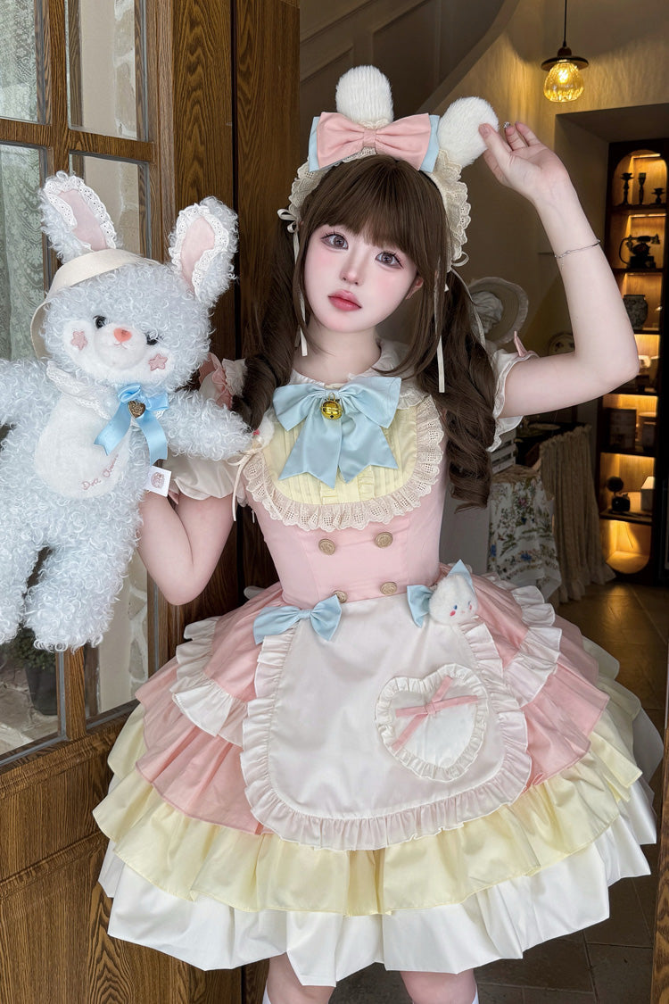 Sweet Lolita Dress - Cream Puffs, 2 Colors, Puff Sleeves, Ruffled, Layered - additional product view 5