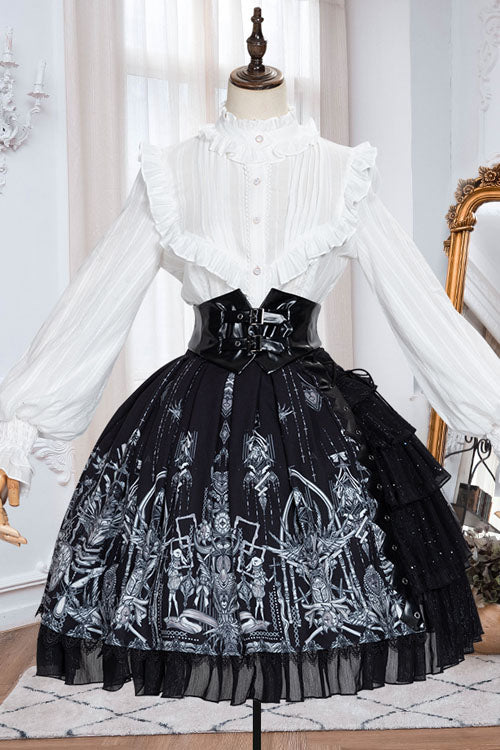 Sweet Lolita Dress - Dark Black Eye Of Red Heart, 2 Colors, High Waist, Printed - additional product view 4