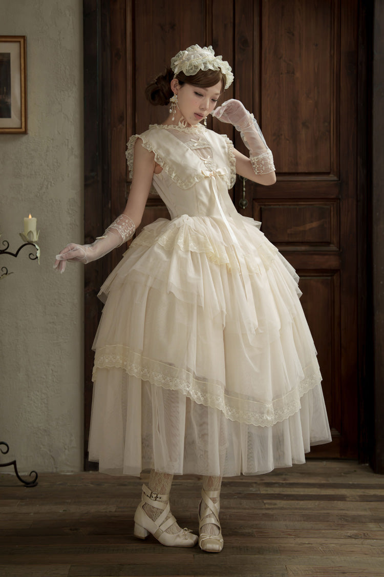 Sweet Lolita Dress - Dream By The Pillow, White, Lace Trim, Ruffled, Layered - additional product view 17