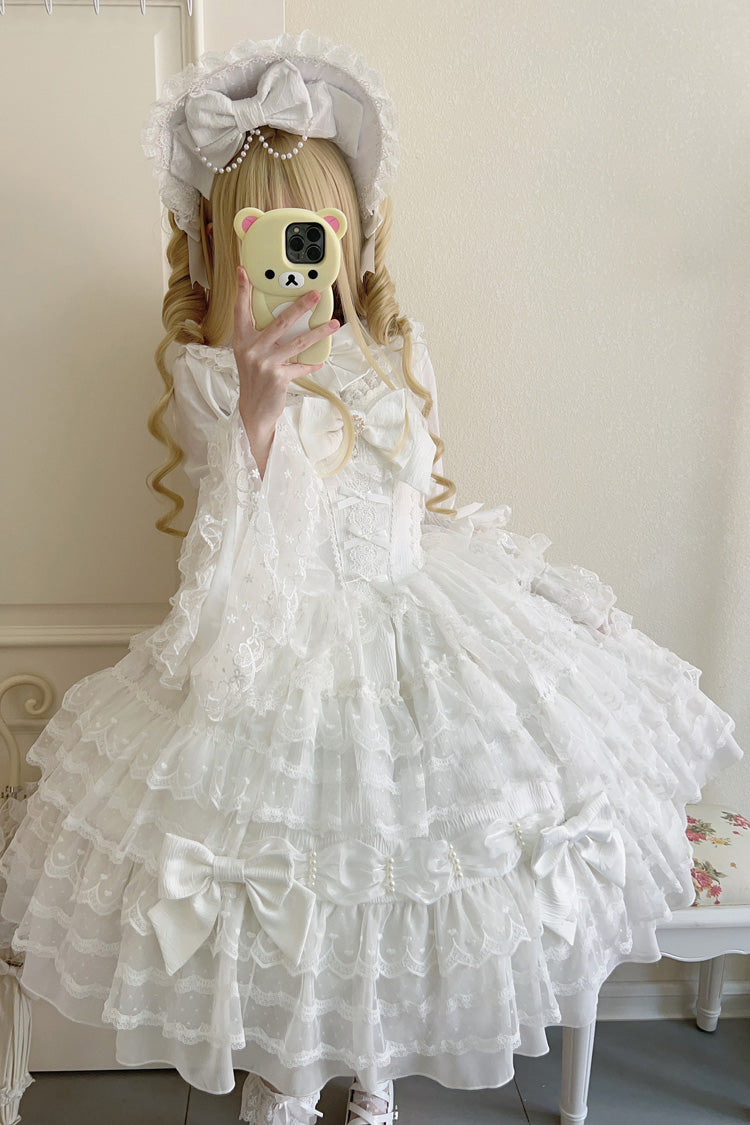 Sweet Lolita Dress - Dream Prologue, White, Lace Trim, Layered, Bow Detail - additional product view 10