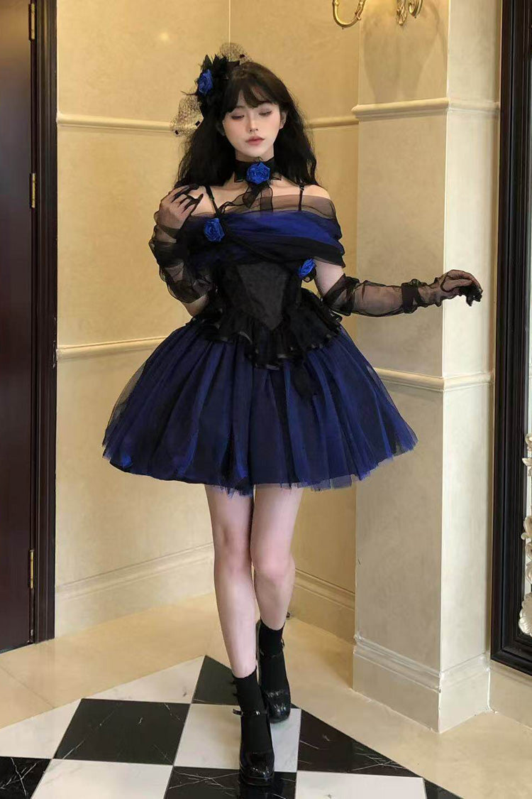 Sweet Lolita Dress - Echo Of Diana, Blue, Lace Trim, Ruffled, Gothic Style - additional product view 23