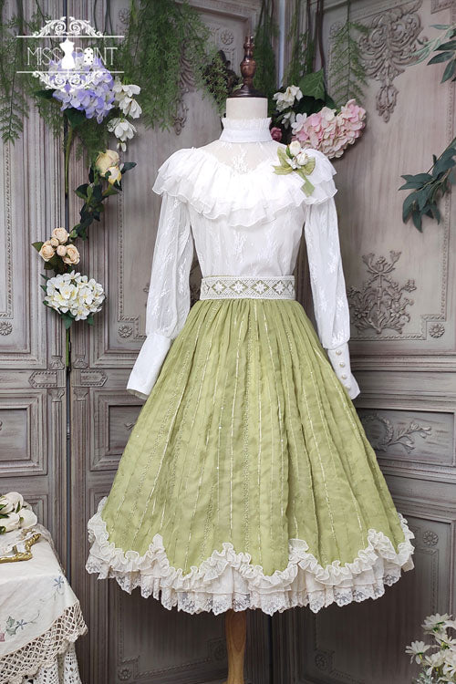 Sweet Lolita Dress - Elegant Vintage Tulip, Green, Ruffled, Classic Style - additional product view 6