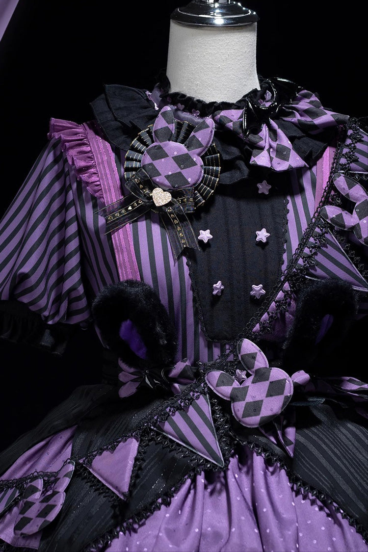 Sweet Lolita Dress - Fantasy Circus Triple-layered, Purple, Ruffled, Printed, Bow Detail - additional product view 10