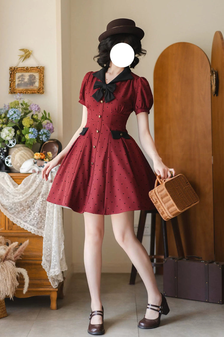 Sweet Lolita Dress - Forest Boulotty, Red, Printed, Bow Detail - additional product view 8