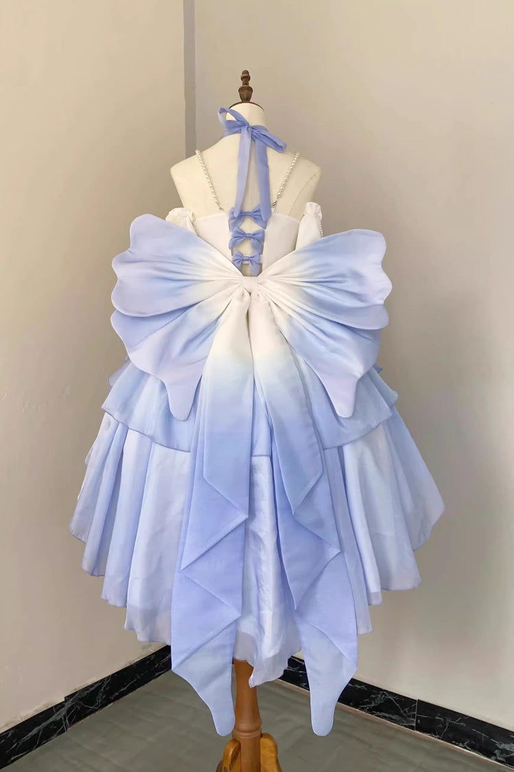 Sweet Lolita Dress - Gradient Blue Hanayome Hollow, Blue, Bow Detail - additional product view 5