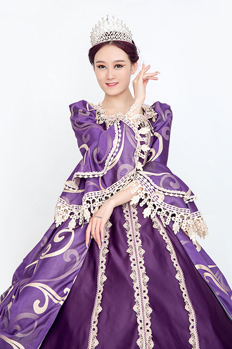 Sweet Lolita Dress - Half Sleeves Trumpet Sleeves, Purple, High Waist, Victorian Style - additional product view 5