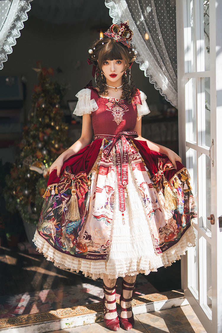 Sweet Lolita Dress - Kaleidoscope Of Dreams, Red, Embroidered, Layered, Classic Style - additional product view 13