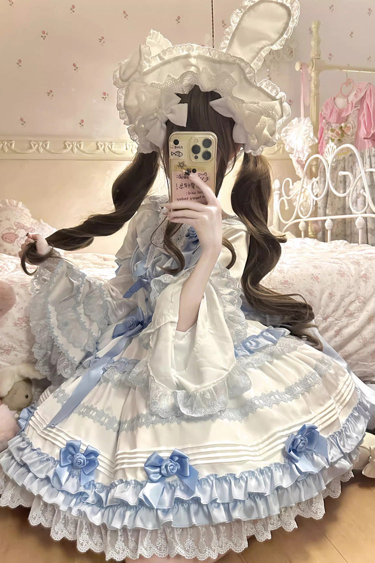 Sweet Lolita Dress - Layered Sea Salt Ice, 2 Colors, Long Length, Short Length, Bow Detail - additional product view 8