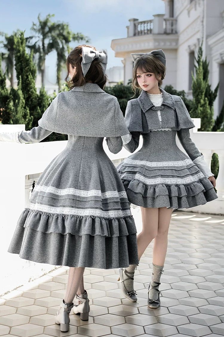 Sweet Lolita Dress - Letters And Poems · Old Memories, Gray, Stand Collar, Classic Style - additional product view 22
