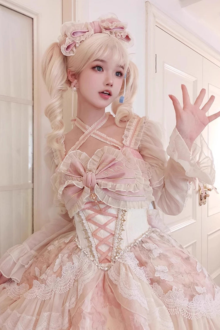 Sweet Lolita Dress - Lilibet, Pink, Ruffled, Printed, Bow Detail - additional product view 6