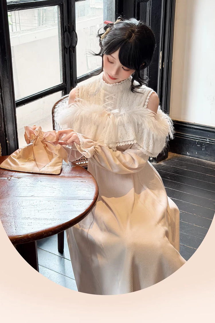 Sweet Lolita Dress - Little Love Song, Pink, Long Length, Stand Collar, Lace Trim - additional product view 5