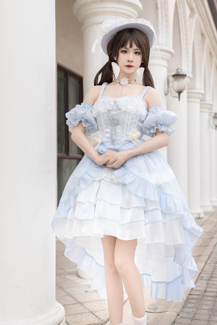 Sweet Lolita Dress - Rose Of The Night Sea And Starry, Blue, Layered, Ruffled, Embroidered - additional product view 7