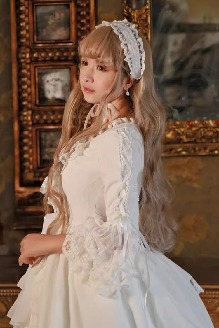 Sweet Lolita Dress - Ruffle Hanayome Cardigan Bowknot, White, Lace Trim, Ruffled - additional product view 5