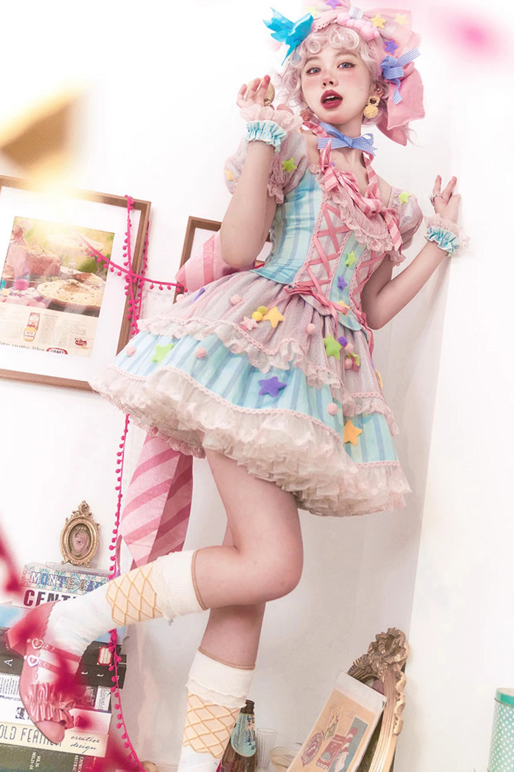 Sweet Lolita Dress - Sugar Magic, Pink, Bow Detail, Lace Trim, Ruffled - additional product view 8