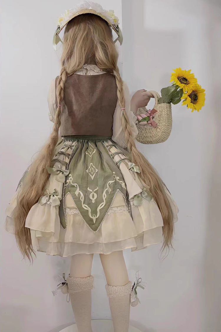 Sweet Lolita Dress - The Wizard Of Oz, Green, Printed, Layered, Bow Detail - additional product view 7