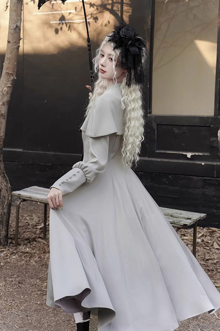 Sweet Lolita Dress - Thirteenth Evening, Gray, Gothic Style, Long Sleeves - additional product view 6