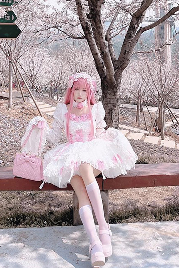 Sweet Lolita Dress - White/pink Puff, 2 Colors, Gothic Style, Layered - additional product view 10
