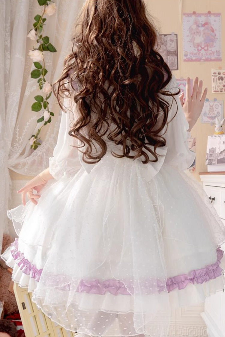 Sweet Lolita Dress - White/purple Song Of Mist And, 2 Colors, Bow Detail, Ruffled - additional product view 6