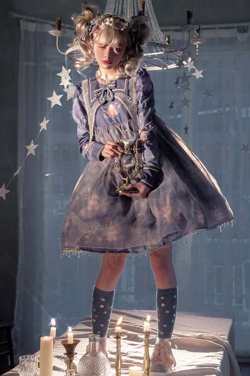 Sweet Lolita Headdress - Light Blue Round Neck, Blue, Lace Trim - additional product view 3