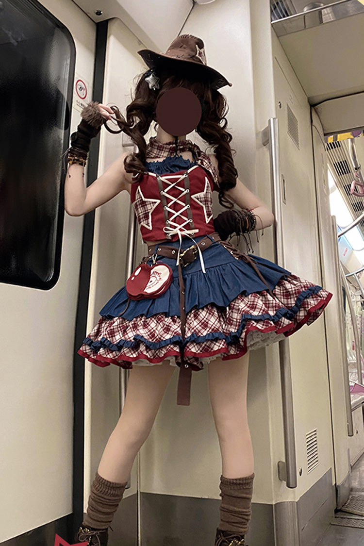 Sweet Lolita JSK - Apple Trap, 2 Colors, Layered, Lace-Up, Lace Trim - additional product view 12