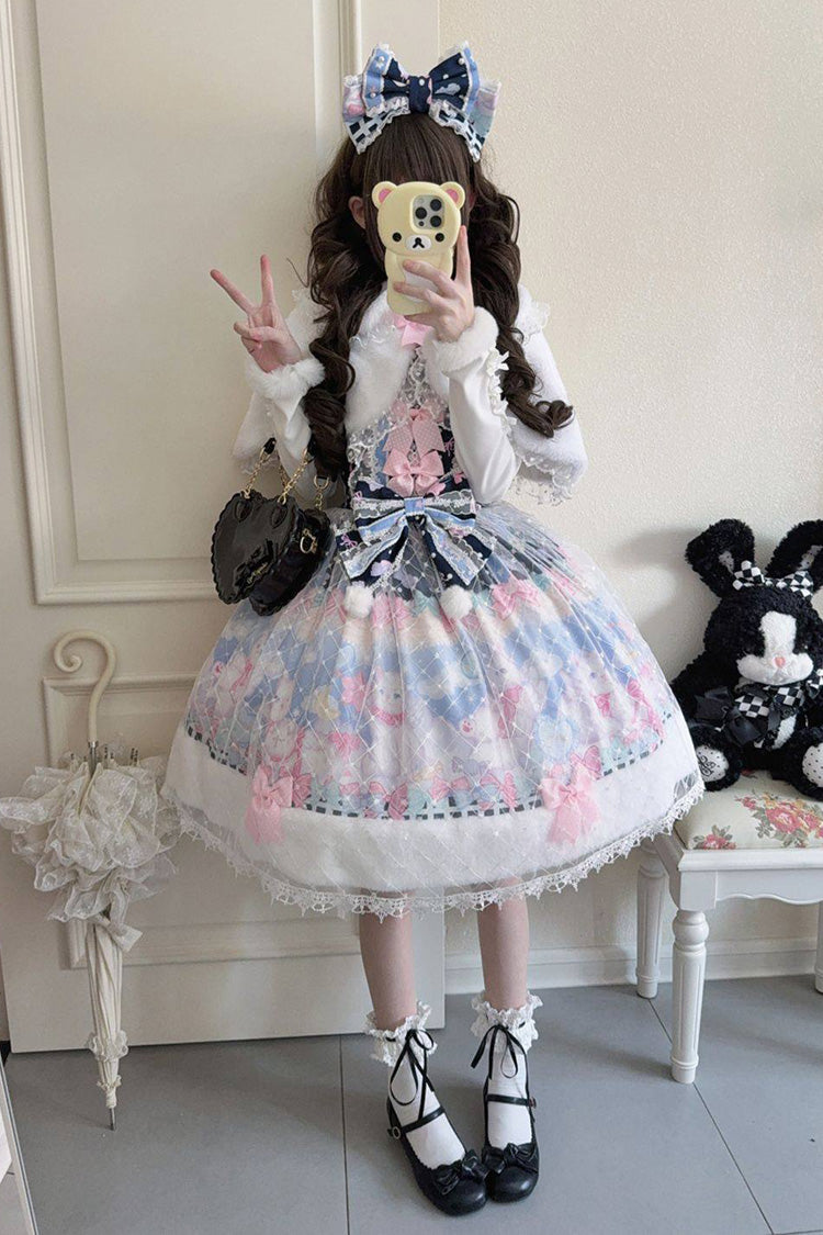Sweet Lolita JSK - Candy Mary Cat, Blue, Lace Trim, Ruffled, Printed - additional product view 4