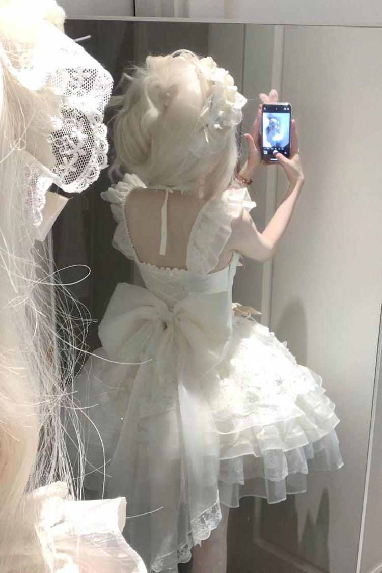 Sweet Lolita JSK - First Love, Ivory, Lace-Up, Bow Detail, Lace Trim - additional product view 6