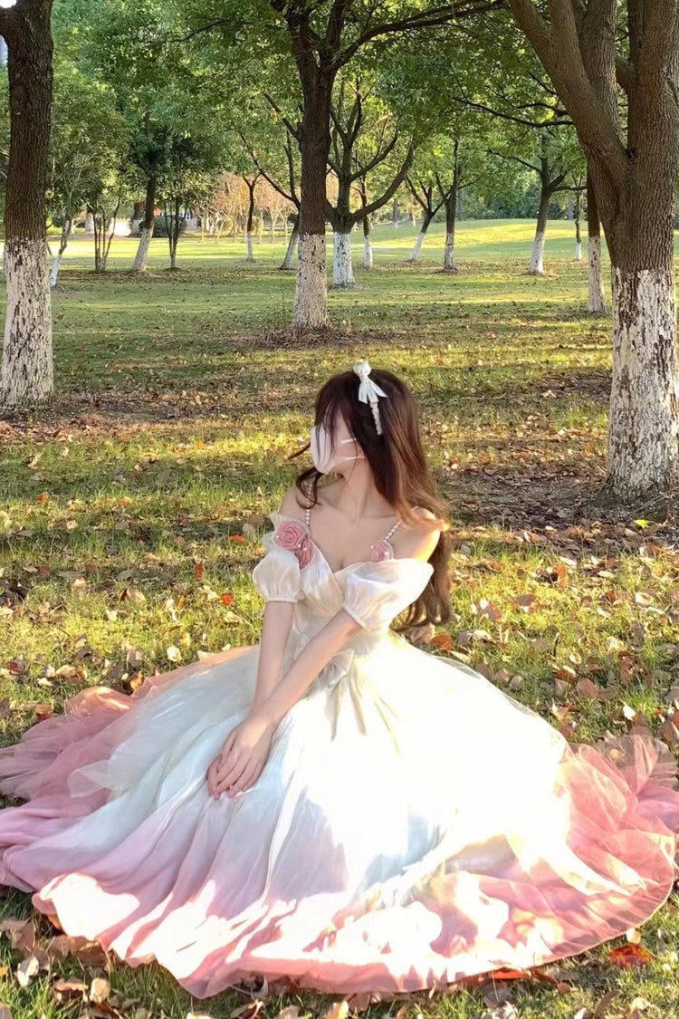 Sweet Lolita JSK - Gradient Pink Gorgeous, Pink, Bow Detail - Kawaii Layering Dress - additional product view 5