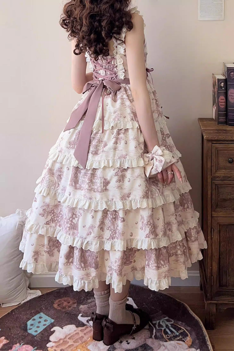 Sweet Lolita JSK - Grape Moon Almanac, Purple, Bow Detail, Lace Trim, Ruffled - additional product view 7