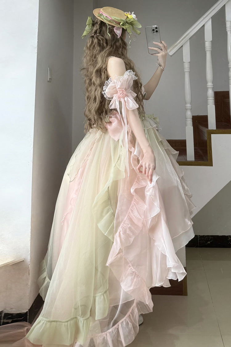 Sweet Lolita JSK - Light Pink/green, 2 Colors, Bow Detail - Tea Party Jumper Dress - additional product view 6