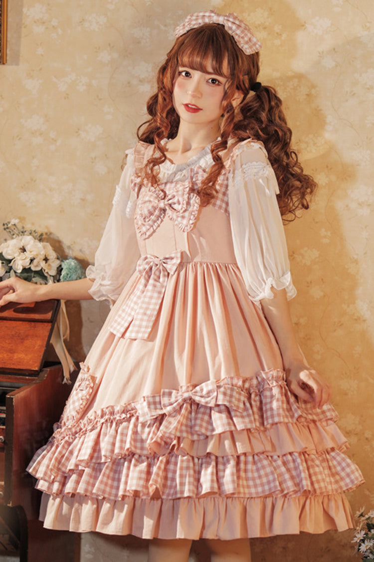 Sweet Lolita JSK - Love Heart Shape Pockets, Pink, Ruffled, Bow Detail - additional product view 4