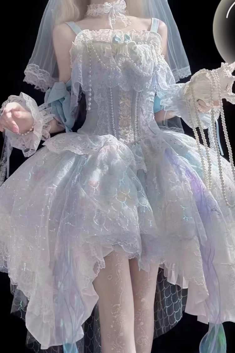 Sweet Lolita JSK - Mermaid’s Tears, Blue, Printed - Lolita Coordinate Dress - additional product view 8