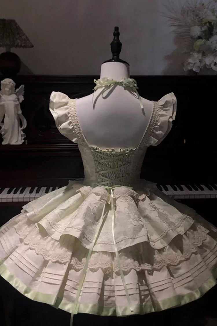 Sweet Lolita JSK - Mint Milk Green, Green, Ruffled, Ballet-Inspired Style, Bow Detail - additional product view 7