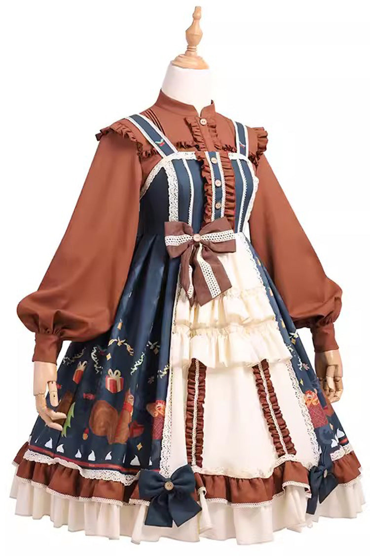 Sweet Lolita JSK - Multi-color Christmas Far Away, Multi-Color, Bow Detail, Ruffled - additional product view 5