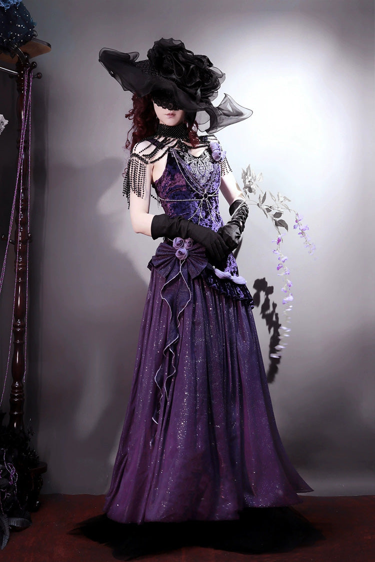 Sweet Lolita JSK - Mysterious Nocturne, Purple, Classic Style, Bow Detail, Lace Trim - additional product view 10