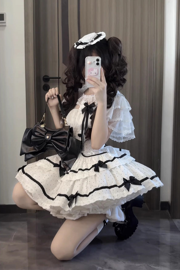 Sweet Lolita JSK - Pure Cotton, White, Ruffled, Printed, Layered - additional product view 5