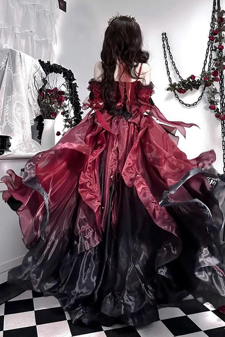 Sweet Lolita JSK - Red/black, 2 Colors, Bow Detail, Gothic Style - additional product view 4