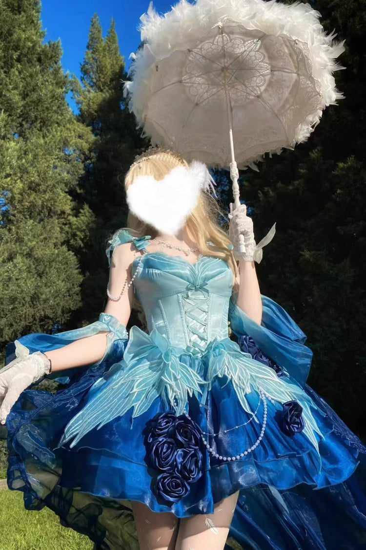 Sweet Lolita JSK - Swan Wonderland, Blue, Short Version, Short Length, Lace Trim - additional product view 5
