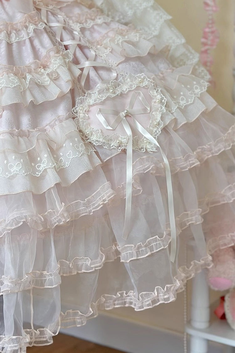 Sweet Lolita JSK - Sweetheart Diary, Pink, Layered, Bow Detail, Lace Trim - additional product view 25