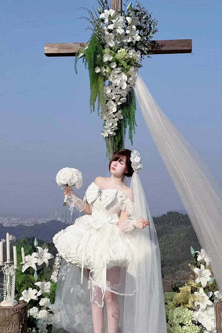 Sweet Lolita JSK - White Feather Promise, White, Lace Trim, Ruffled, Layered - additional product view 10