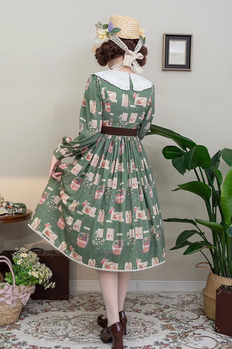 Sweet Lolita OP Dress - Forest Illustrated Book, 3 Colors, Printed, Long Sleeves, Ruffled - additional product view 24