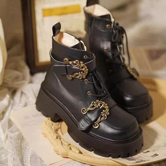 Sweet Lolita Platform Boots - Accordion Knight, 2 Colors, Chinese-Inspired Style - additional product view 2