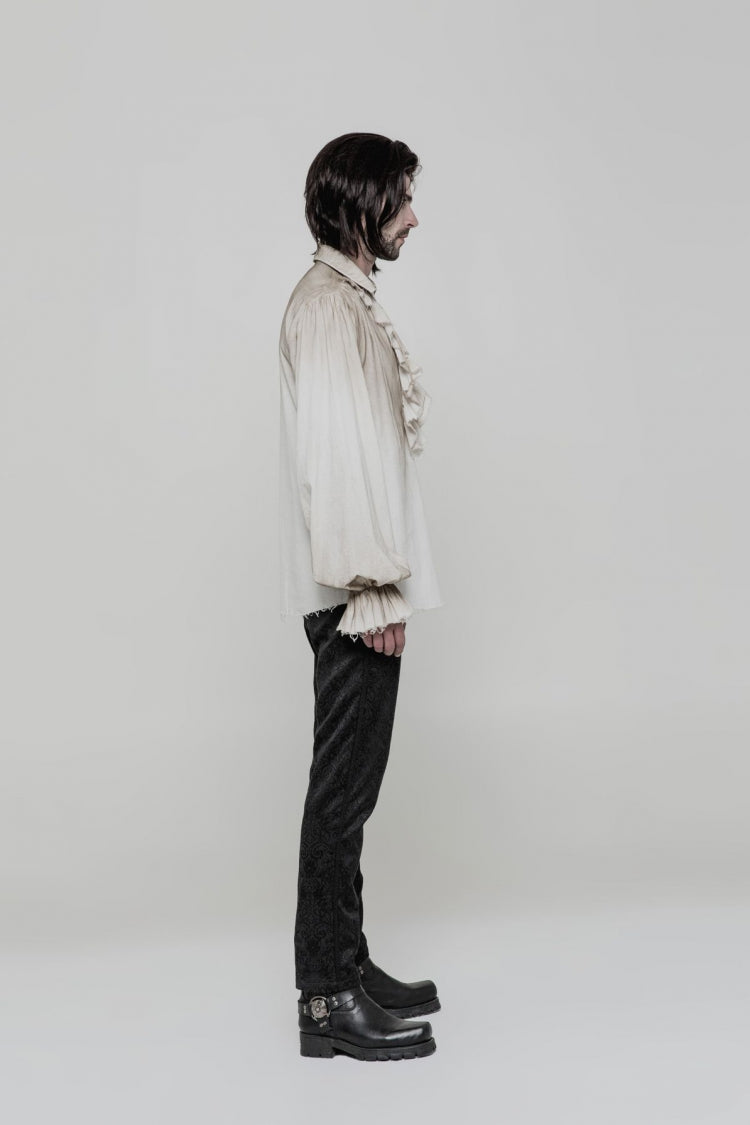 Victorian Lolita Blouse - 2 Colors, Men's Style, Long Sleeves, Lace Trim - additional product view 9