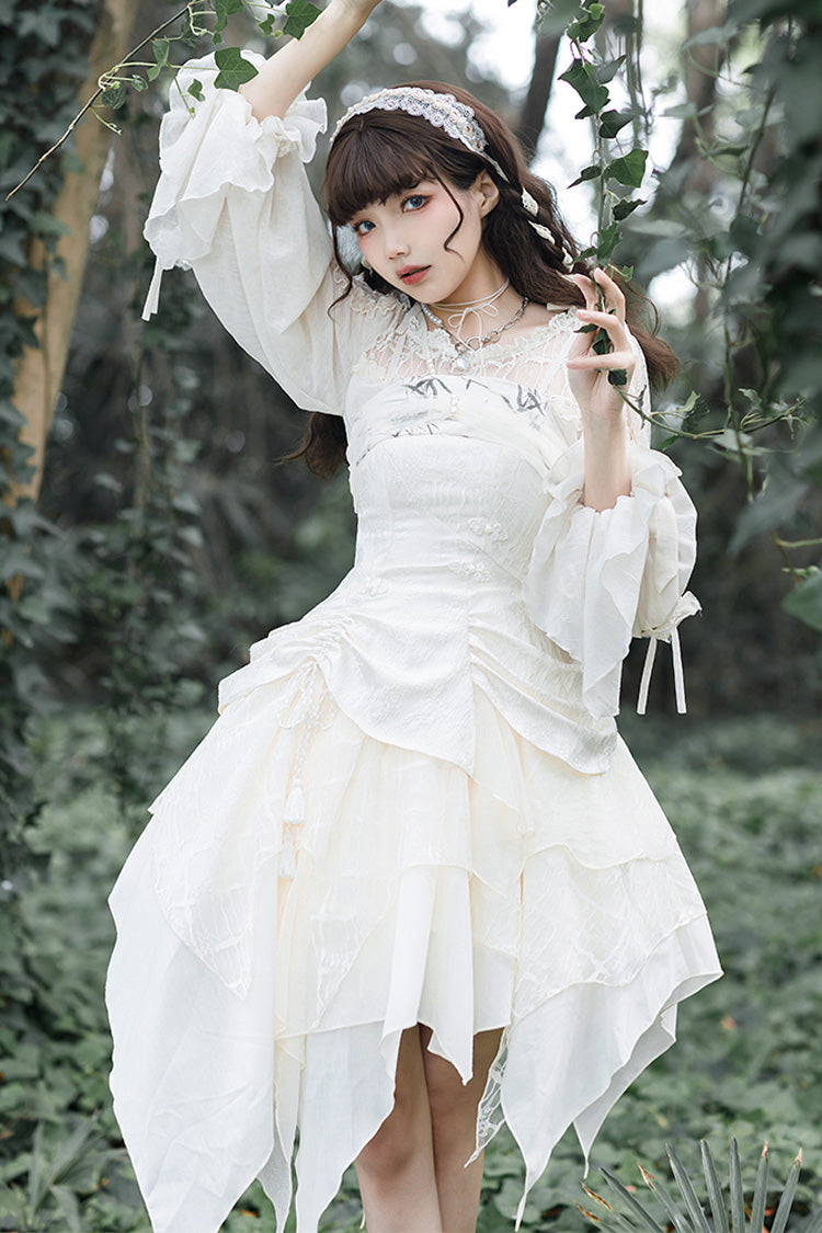 Victorian Lolita Blouse - Hollow Elegant, White, Sweet Style, Long Sleeves - additional product view 4