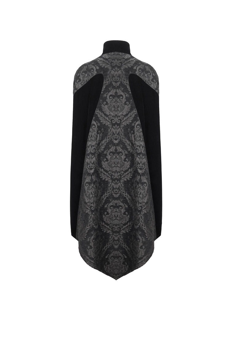 Black Removable Chain Pendant Short Front And Long Back Men's Gothic Cloak