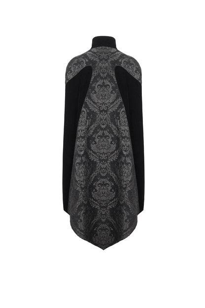 Black Removable Chain Pendant Short Front And Long Back Men's Gothic Cloak
