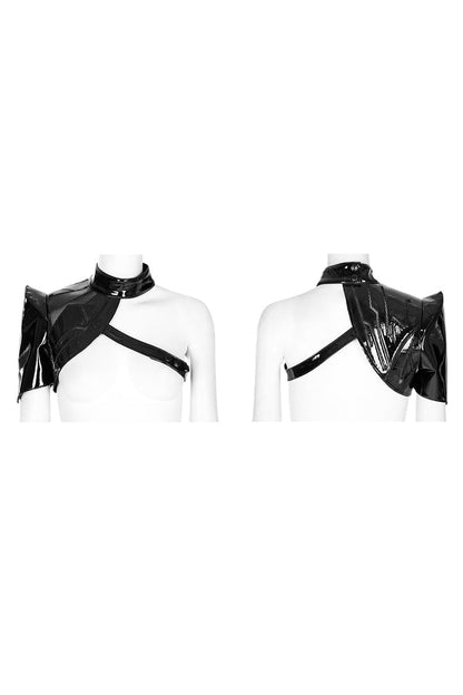 Black Stand Collar Women's Punk Patent Leather Body Harness