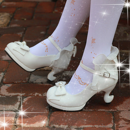 Bowknot Strappy Ruffle PU Sweet Lolita Shoes 5 Colors