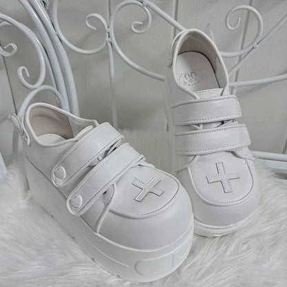 Medical Series Heart Style Double Strap Round-Toe Sweet Lolita Platform Shoes 3 Colors