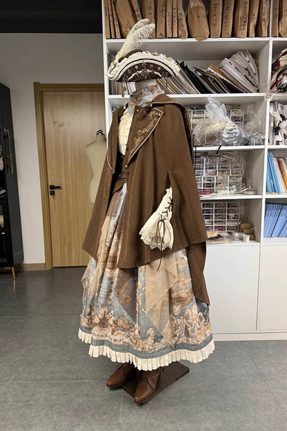 Pirate Series Navigation Treasure Hunting Guide Embroidery Handsome Lolita Cloak 2 Colors