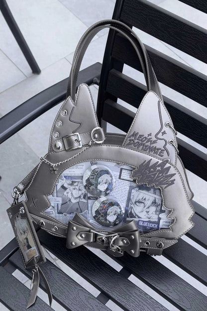 Domineering Cat [Cat Ears] Print Bowknot Gothic Lolita Crossbody Bag 9 Colors